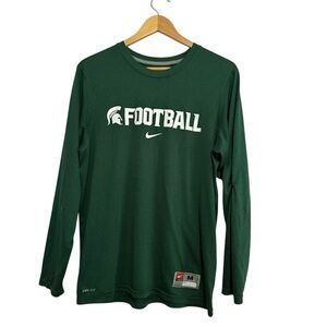 Nike Michigan State University Spartans Football Dri-Fit Long Sleeve Shirt Med